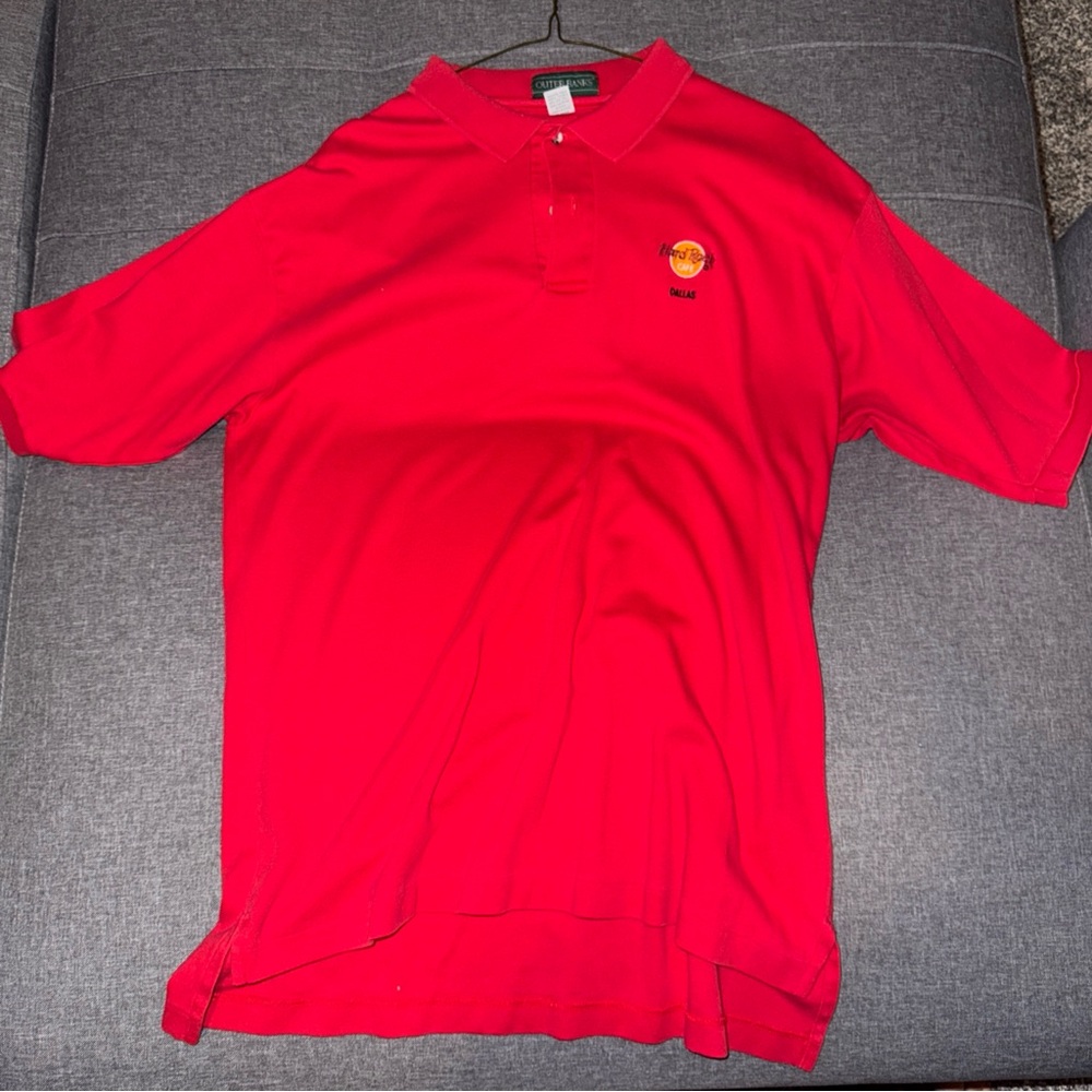 Red Hard Rock Cafe Dallas, Texas Men’s Polo Shirt XL Short Sleeve Outer Banks